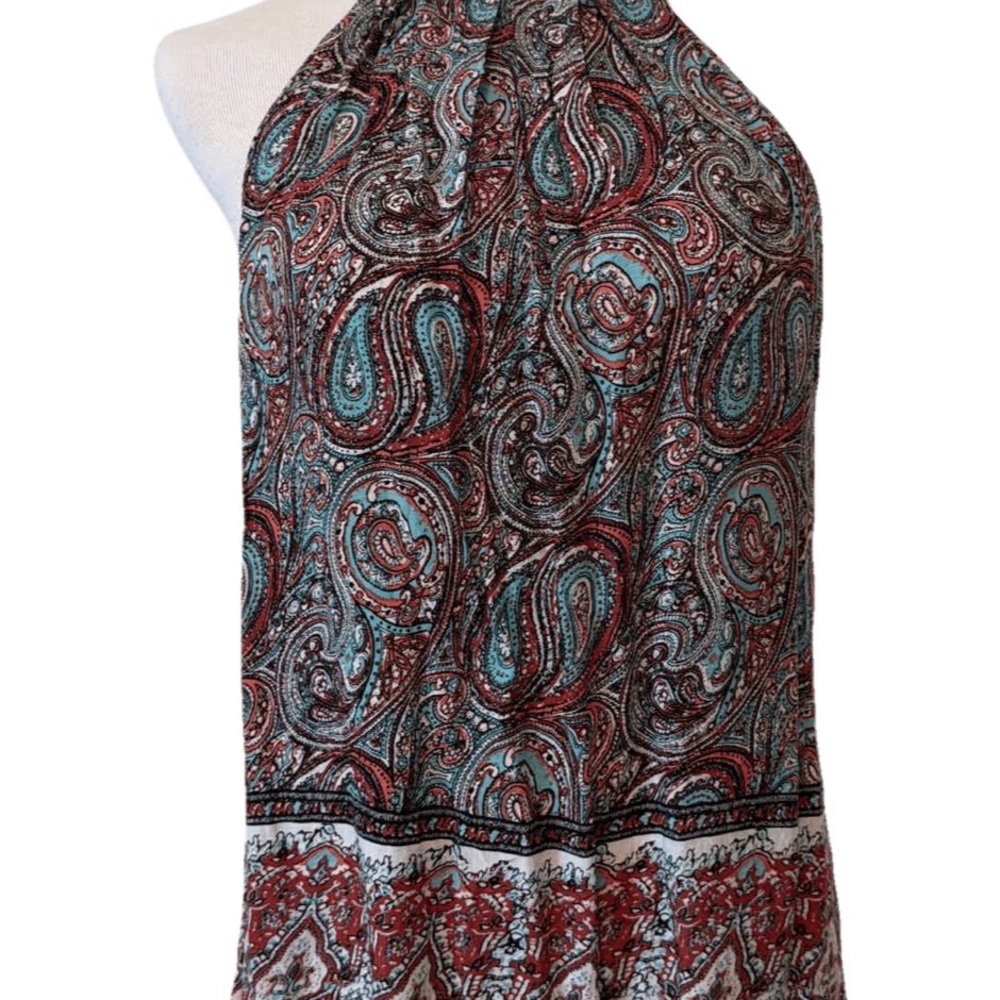 Ava Christine Paisley Halter Top - Red & Teal